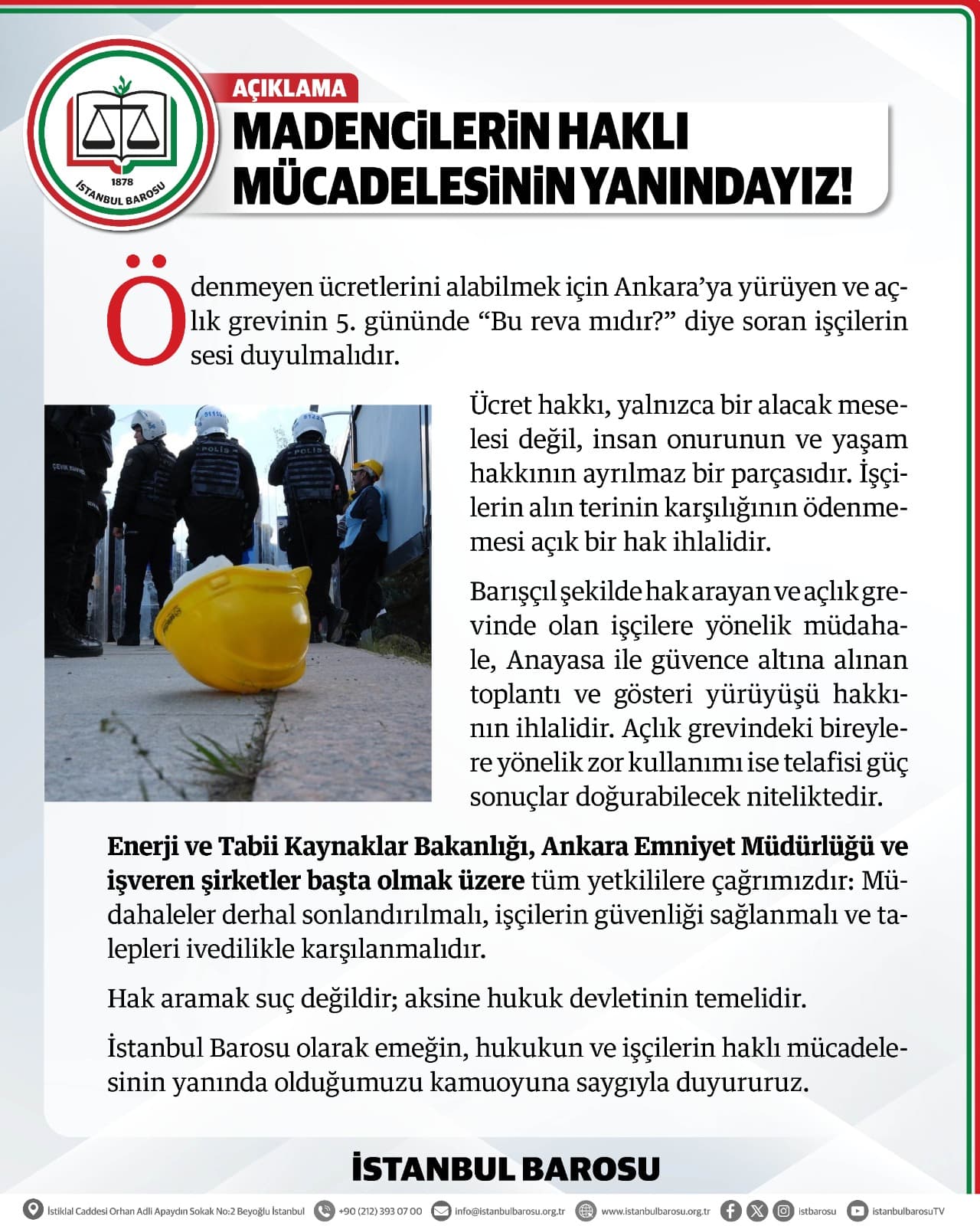 MADENCİLERİN HAKLI MÜCADELESİNİN YANINDAYIZ!