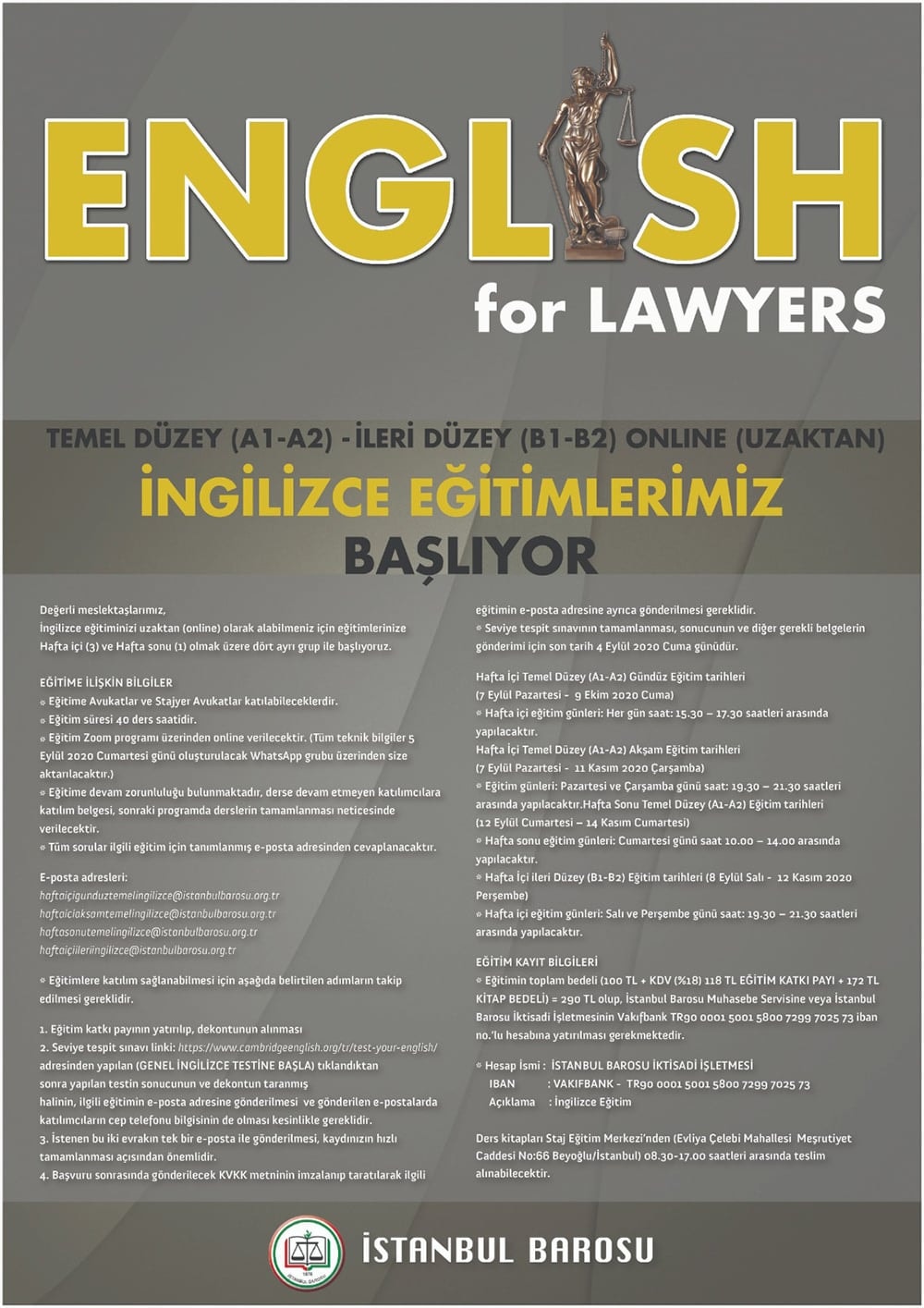 Temel Düzey (A1-A2), İleri Düzey (B1-B2) Online (Uzaktan) İngilizce Eğitimlerimiz Başlıyor