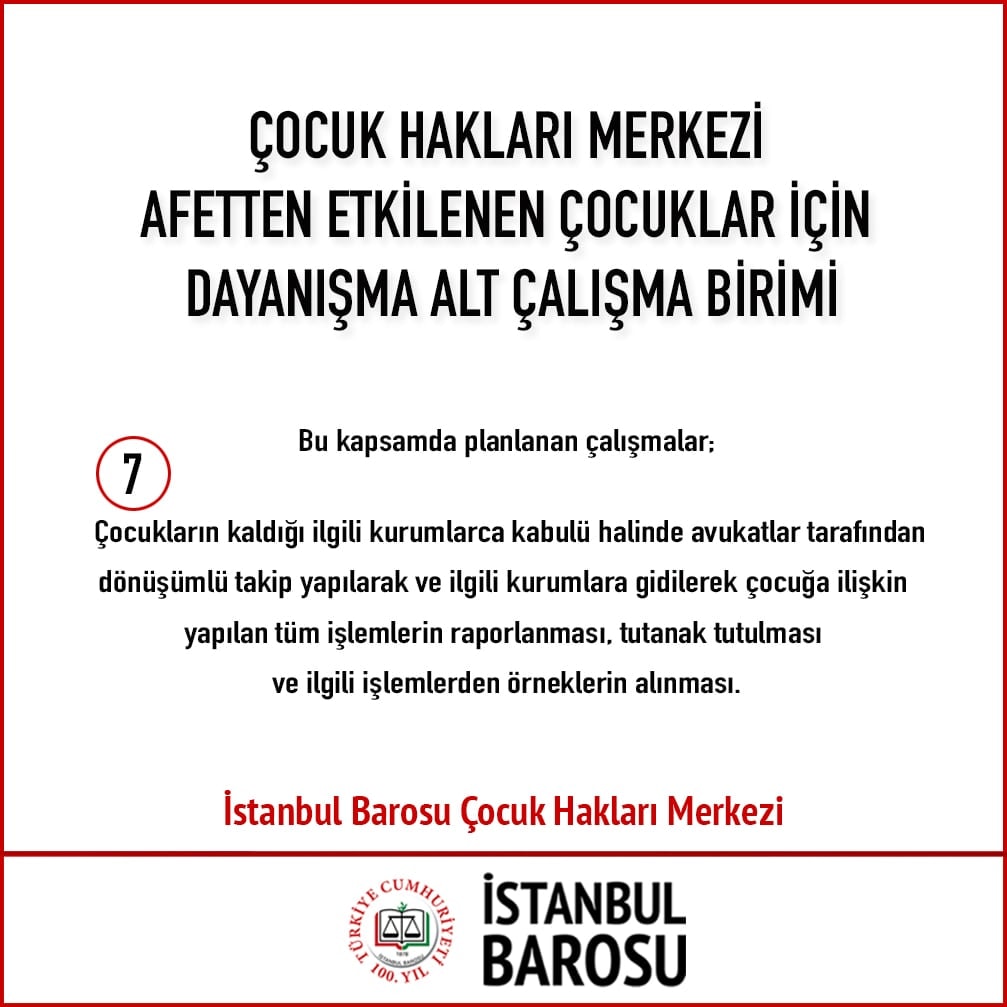 Çocuk Hakları Merkezi Afetten Etkilenen Çocuklar İçin Dayanışma Alt Çalışma Birimi Kuruldu - 8