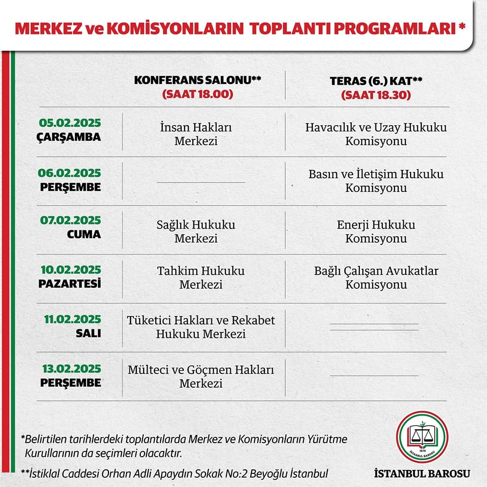 Merkez ve Komisyonların Seçim Takvimi Belirlendi - 2
