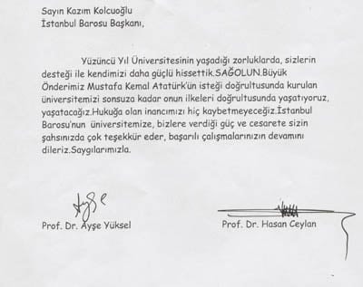 Yüzüncü Yıl Üniversitesinden İstanbul Barosuna Teşekkür - 1