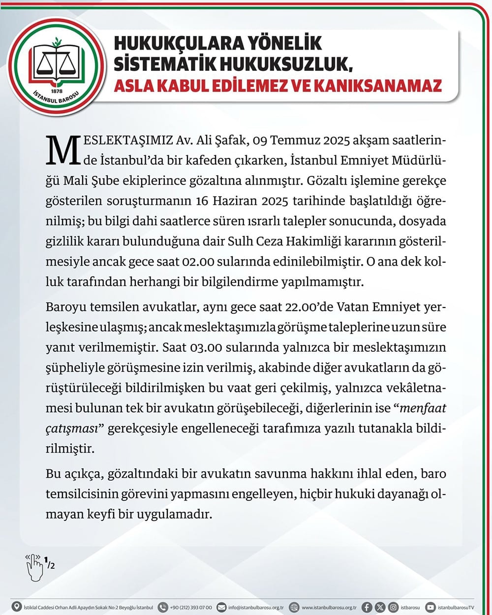 Hukukçulara Yönelik Sistematik Hukuksuzluk, Asla Kabul Edilemez ve Kanıksanamaz! - 1