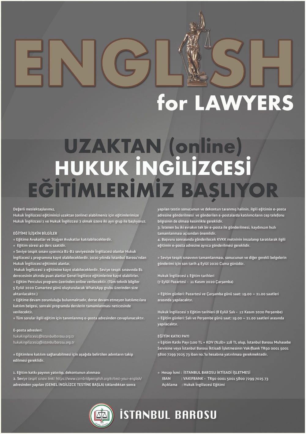Uzaktan (Online) Hukuk İngilizcesi Eğitimlerimiz Başlıyor - 1