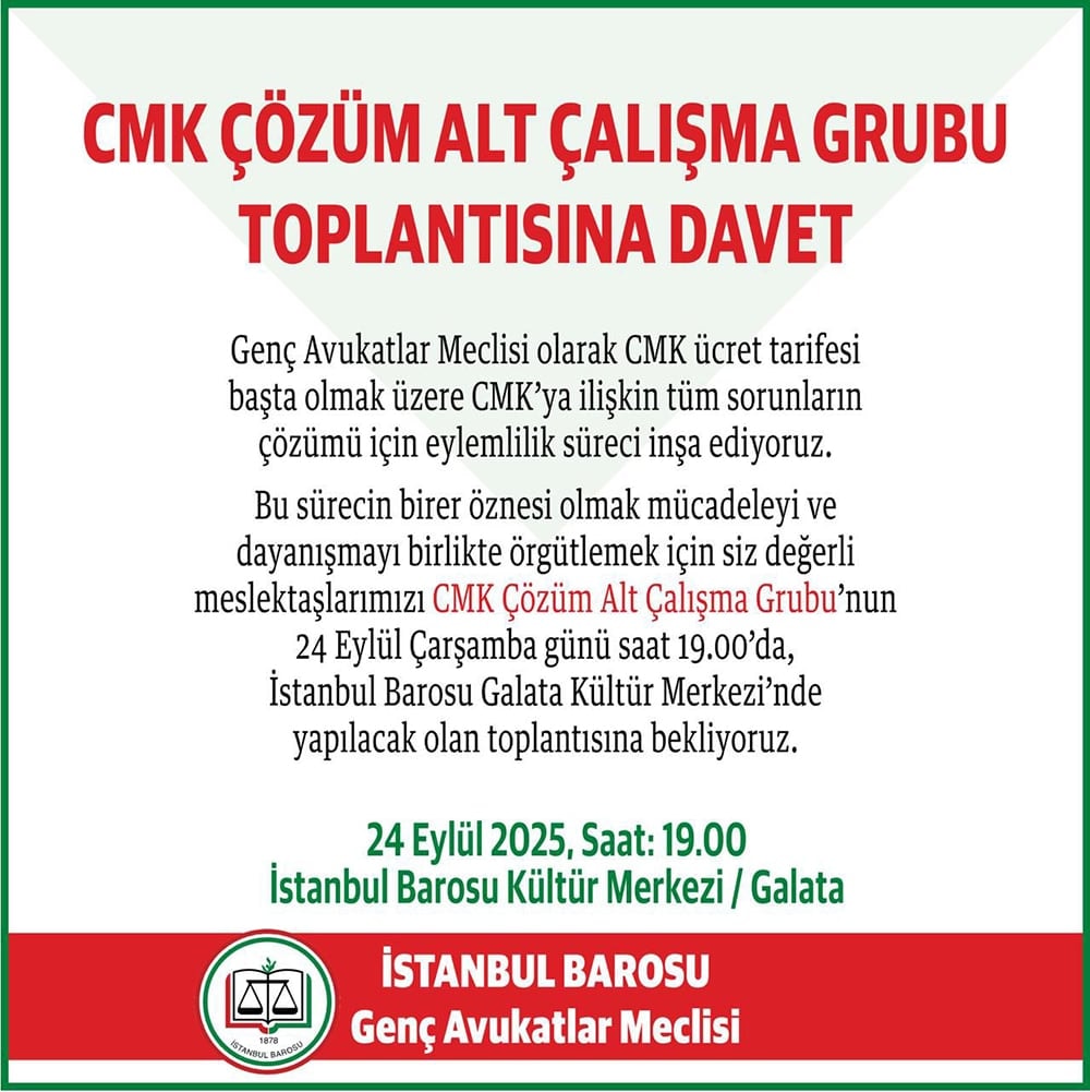 CMK Çözüm Alt Çalışma Grubu Toplantısına Davet