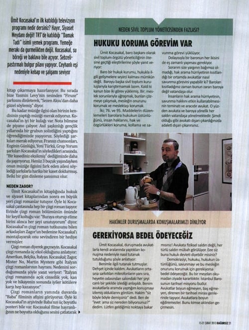 Haftalık ‘Bağımsız’ Dergisinde Başkan Kocasakal’In Röportajı

 - 12