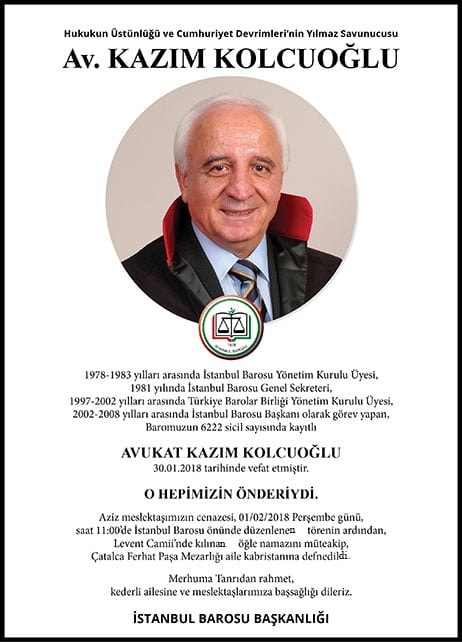 Avukat Kazım Kolcuoğlu Vefat Etti