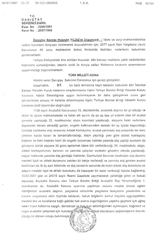 Stajyer Avukatların Yurt Dışındaki Avukatlar Yanında Geçirdikleri Süre De Staj Süresinden Sayılabilecek  - 4