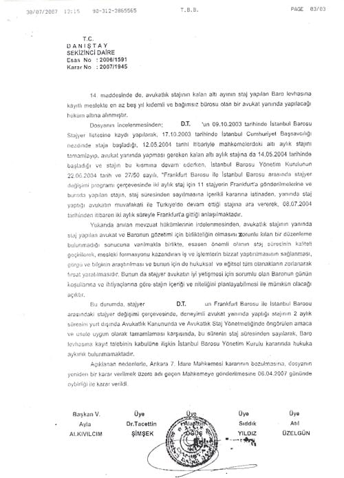 Stajyer Avukatların Yurt Dışındaki Avukatlar Yanında Geçirdikleri Süre De Staj Süresinden Sayılabilecek  - 6