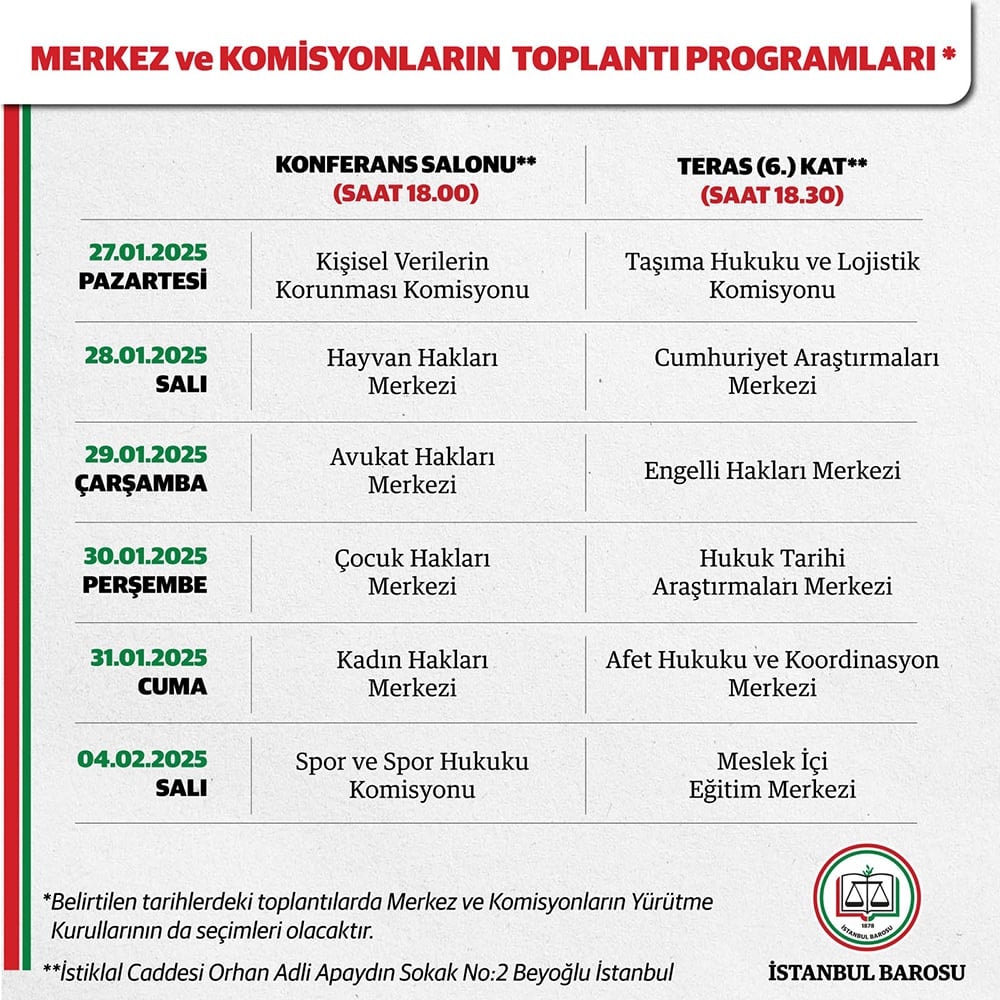 Merkez ve Komisyonların Seçim Takvimi Belirlendi - 1