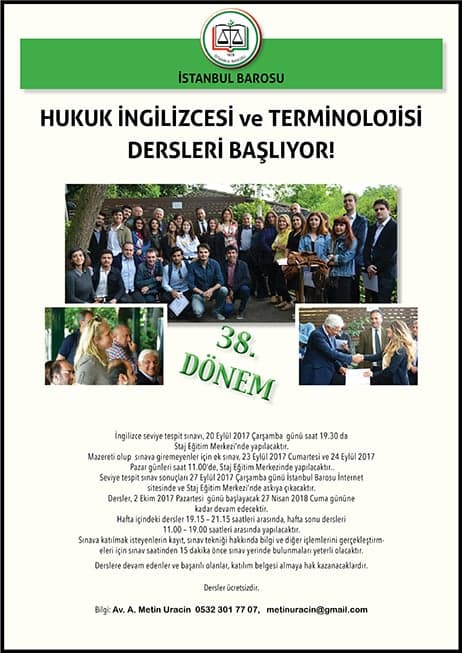 38. Dönem Hukuk İngilizcesi Ve Terminolojisi Dersleri Başlıyor