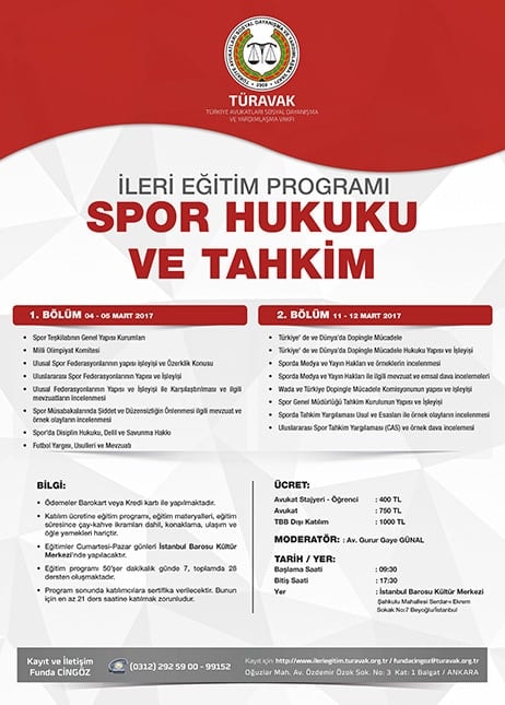 TÜRAVAK - Spor Hukuku ve Tahkim Konulu İleri Eğitim Programı