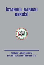 İstanbul Barosu Dergisi 2014-4
Temmuz-Ağustos Sayısı Çıktı