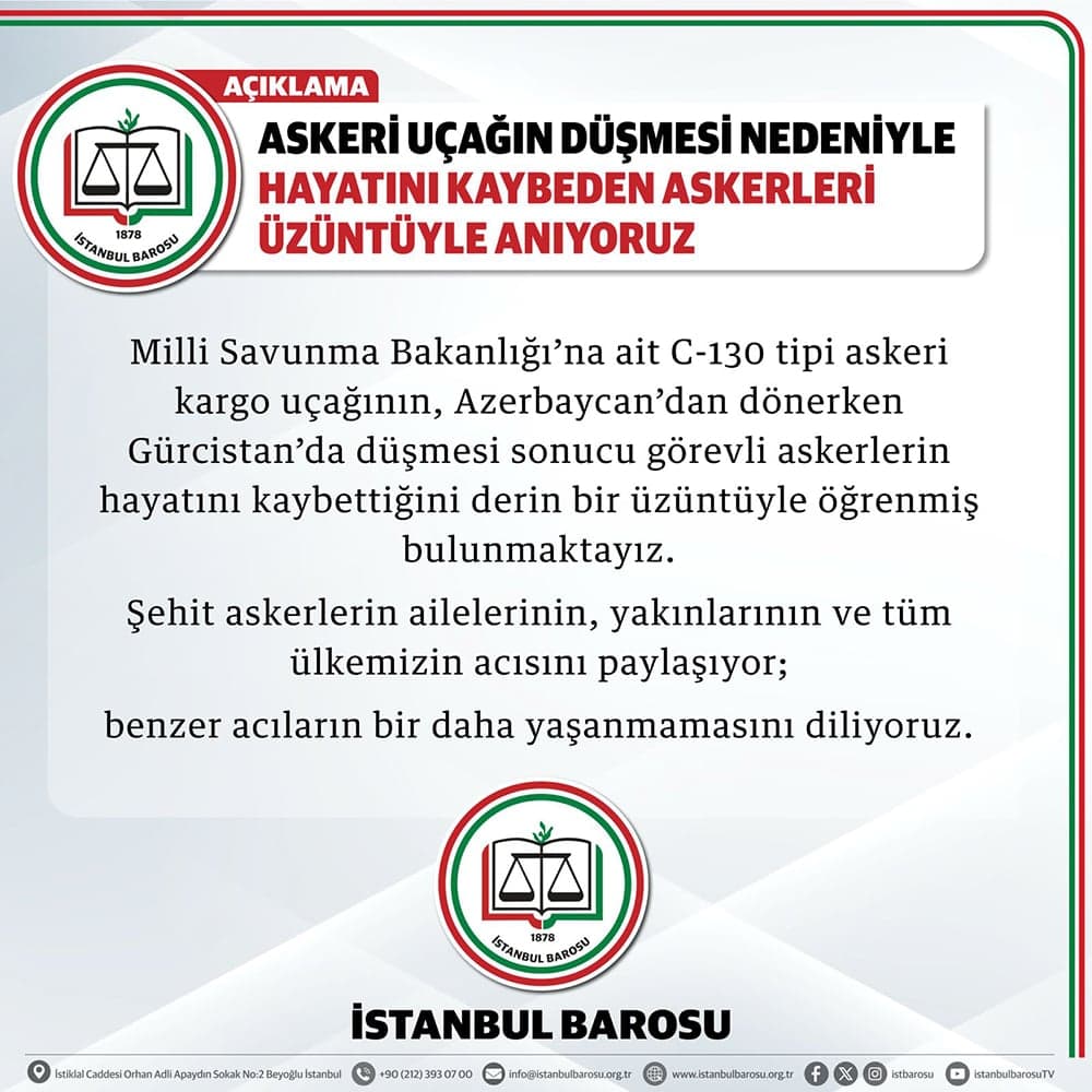 Askeri Uçağın Düşmesi Nedeniyle Hayatını Kaybeden Askerleri Üzüntüyle Anıyoruz