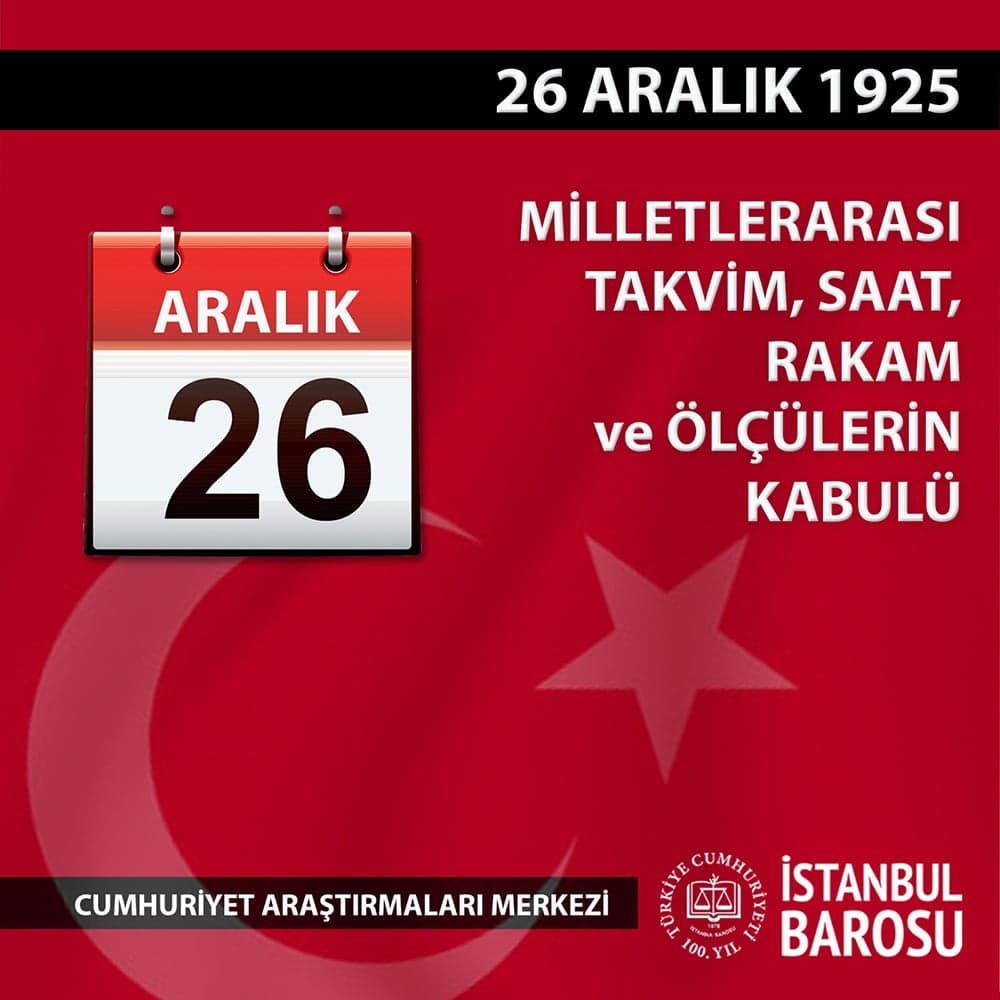Milletlerarası Takvim Saat Rakam ve Ölçülerin Kabulü