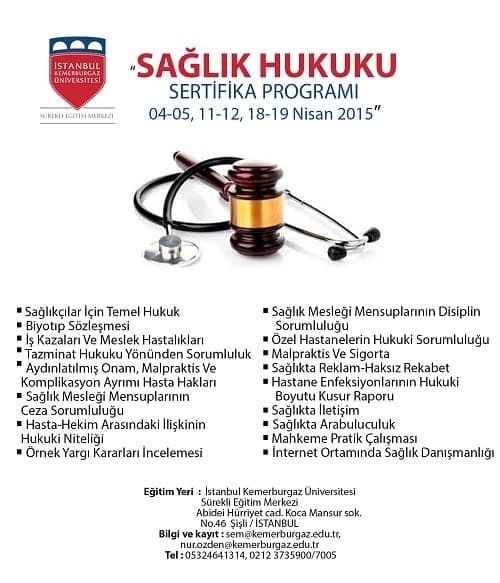 Kemerburgaz Üniversitesinde %50 İndirimli Sağlık Hukuku Sertifika Programı