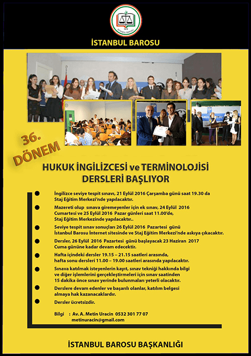 36. Dönem Hukuk İngilizcesi ve Terminolojisi Dersleri Devam Ediyor