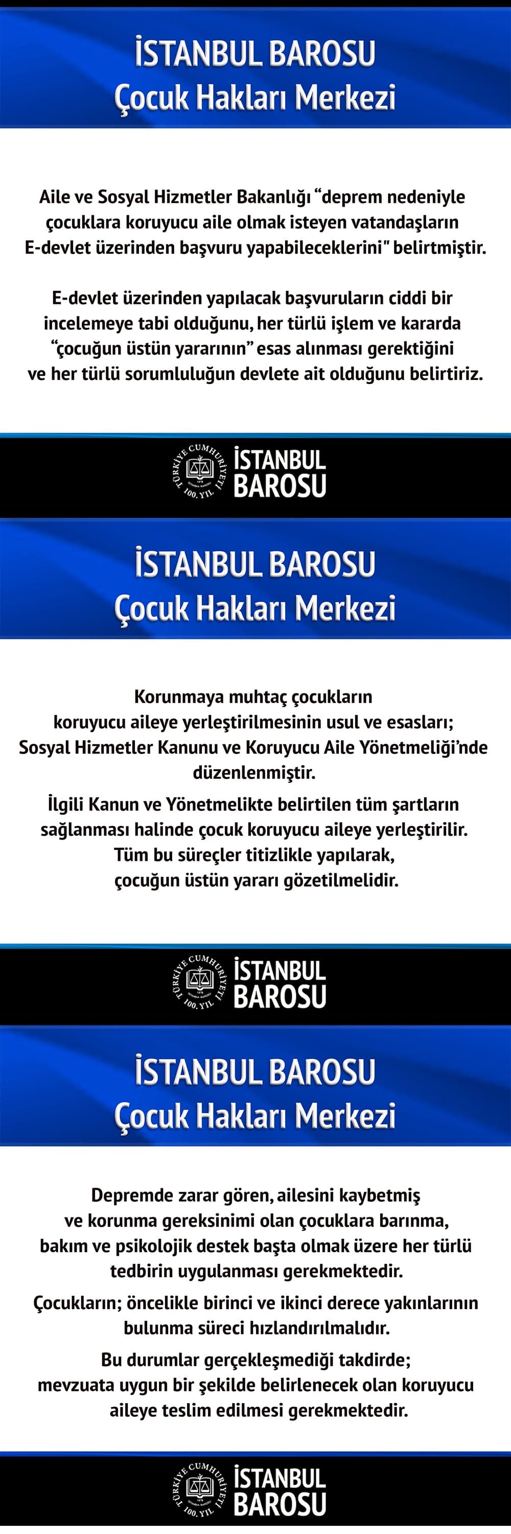 Depremzede Çocuklara “Koruyucu Aile Başvuruları E-Devlet” Üzerinden Yapılabilecek Açıklaması