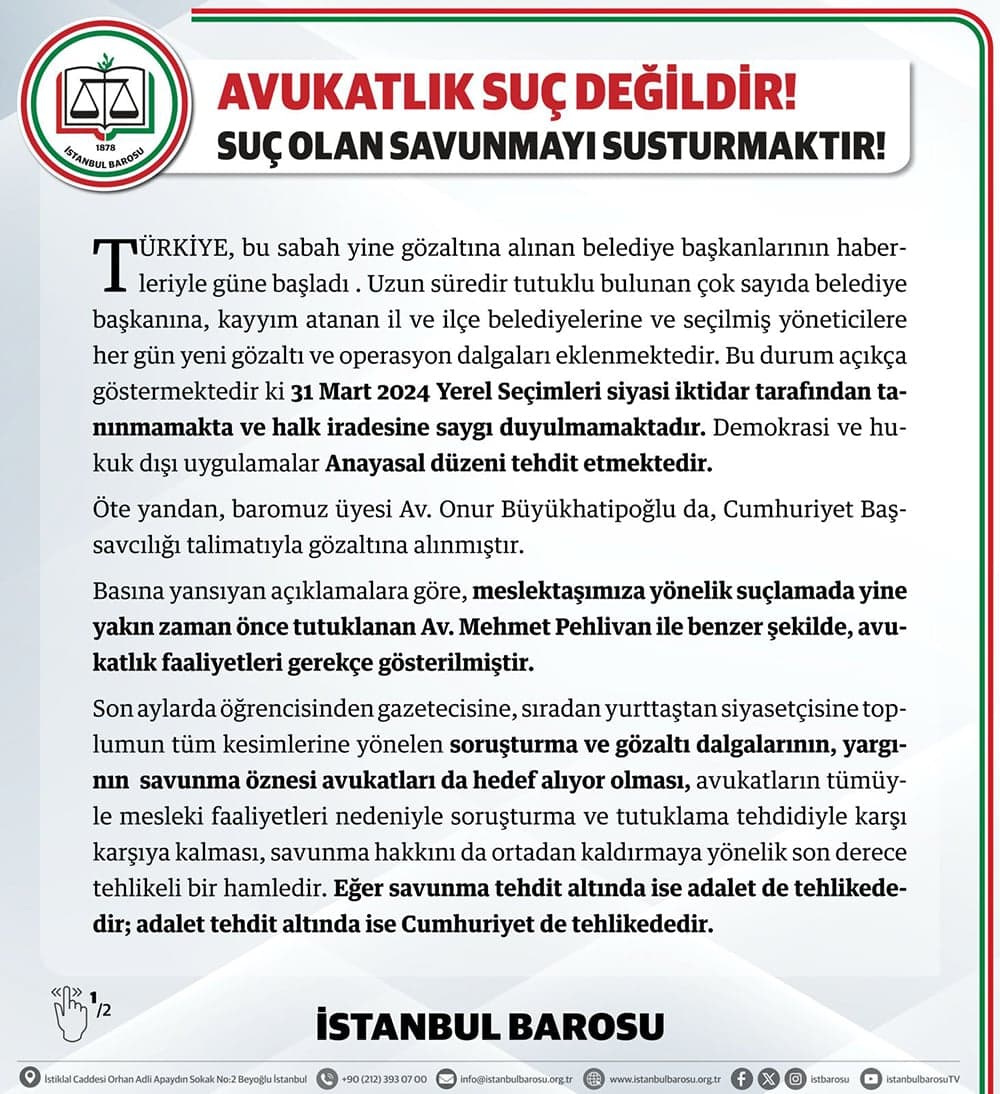 Avukatlık Suç Değildir, Suç Olan Savunmayı Susturmaktır