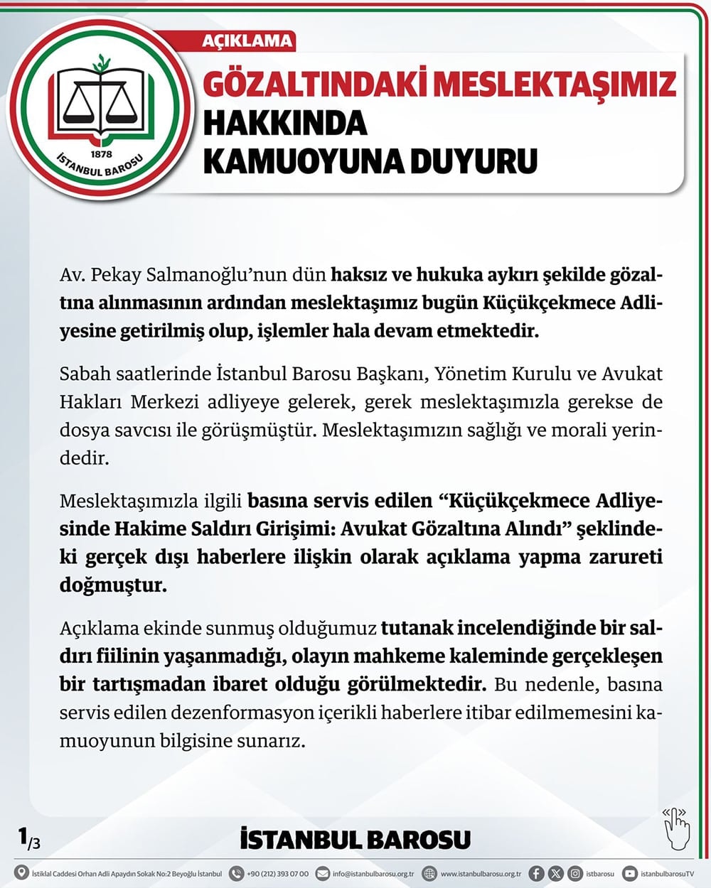Gözaltındaki Meslektaşımız Hakkında Kamuoyuna Duyuru